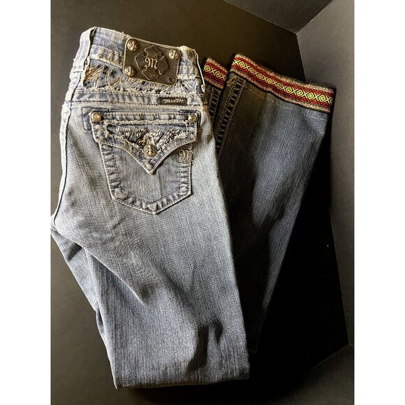 Miss Me Jeans Womens 26 Denim Pants Bedazzled Bling Pockets Distressed JE5639E2L - Picture 3 of 13